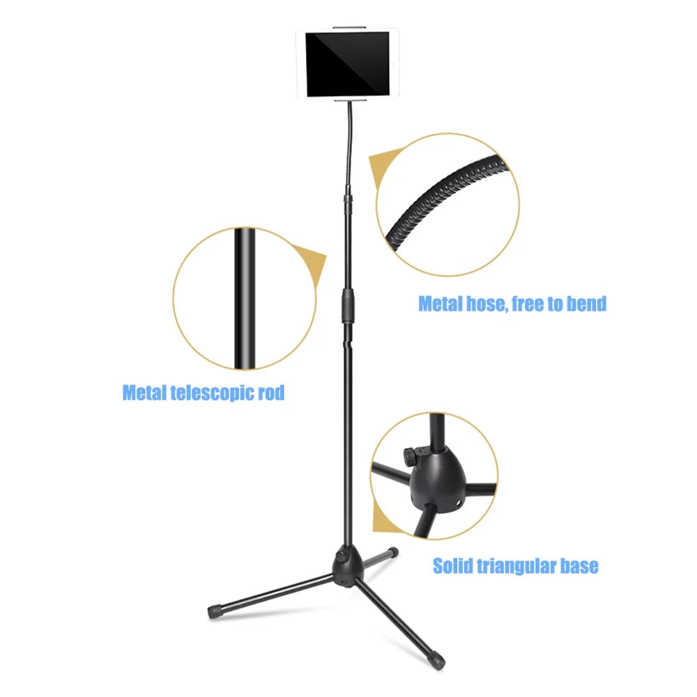 GF160 For 3.5-10 inches Phone/Tablet Floor Stand Tripod Holder Mount 360 Degree Rotating Phone Bracket - 7