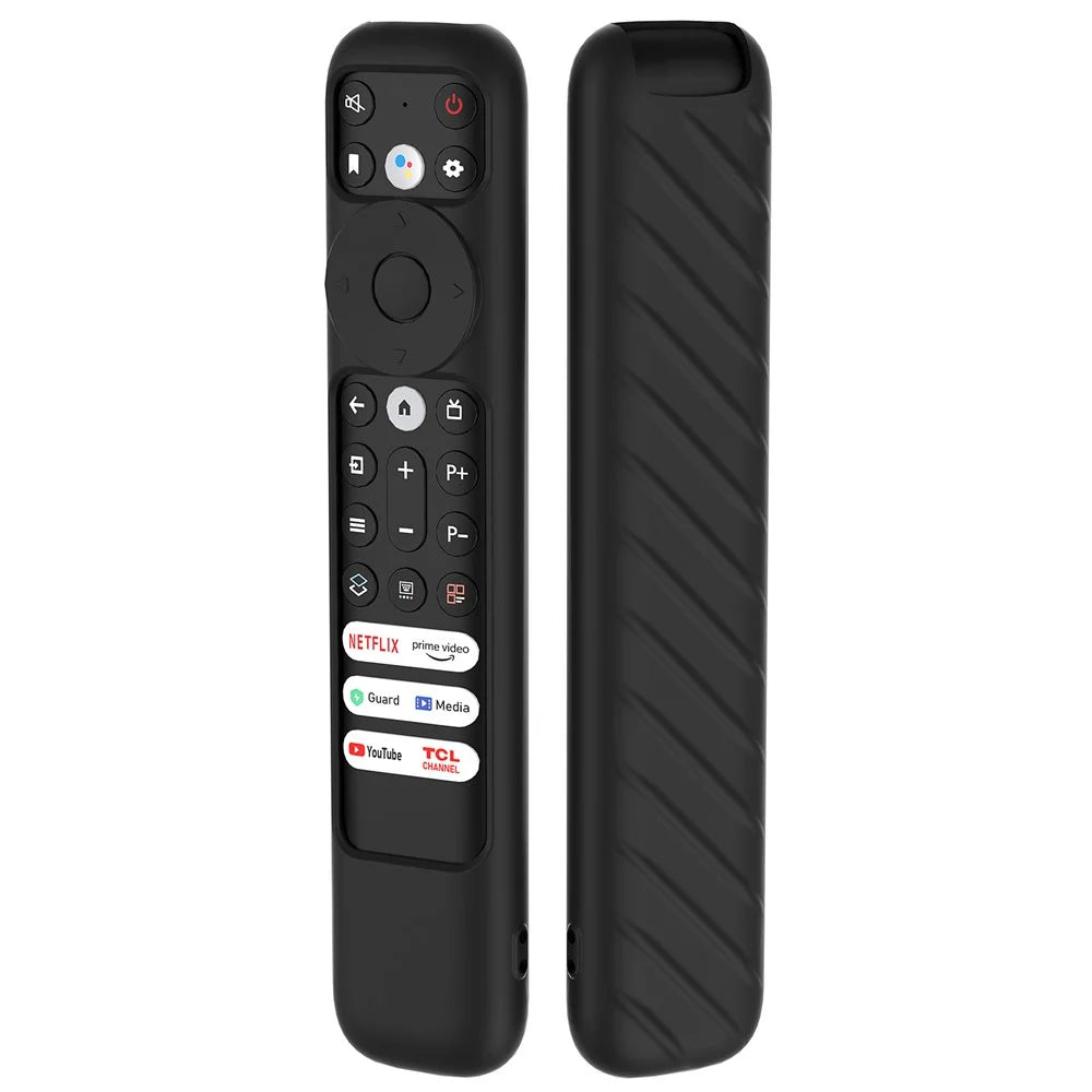 For TCL RC902 Remote Control Anti-Drop Sleeve Soft Silicone Protective Cover - Black - 1
