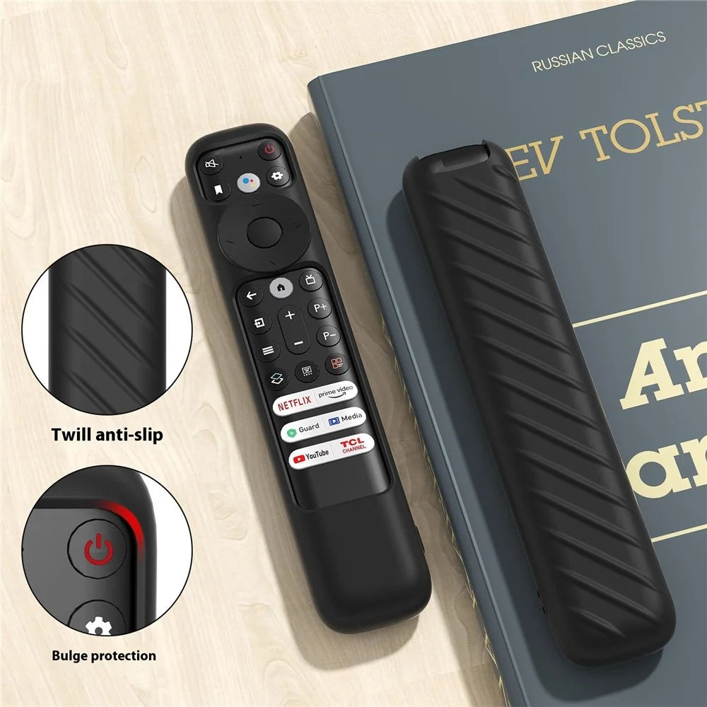 For TCL RC902 Remote Control Anti-Drop Sleeve Soft Silicone Protective Cover - Black - 3