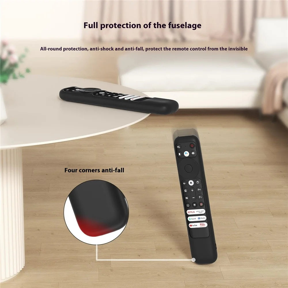 For TCL RC902 Remote Control Anti-Drop Sleeve Soft Silicone Protective Cover - Black - 5