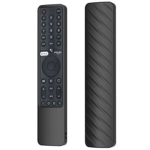 For Xiaomi Mi TV P1 Remote Controller Twill Design Anti-Drop Silicone Protective Cover - Black - 1