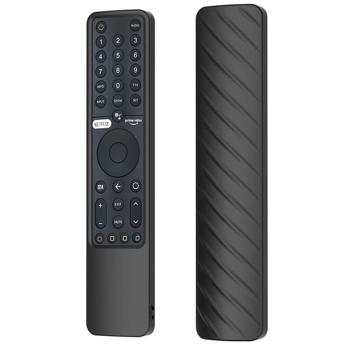 For Xiaomi Mi TV P1 Remote Controller Twill Design Anti-Drop Silicone Protective Cover - Black - 1