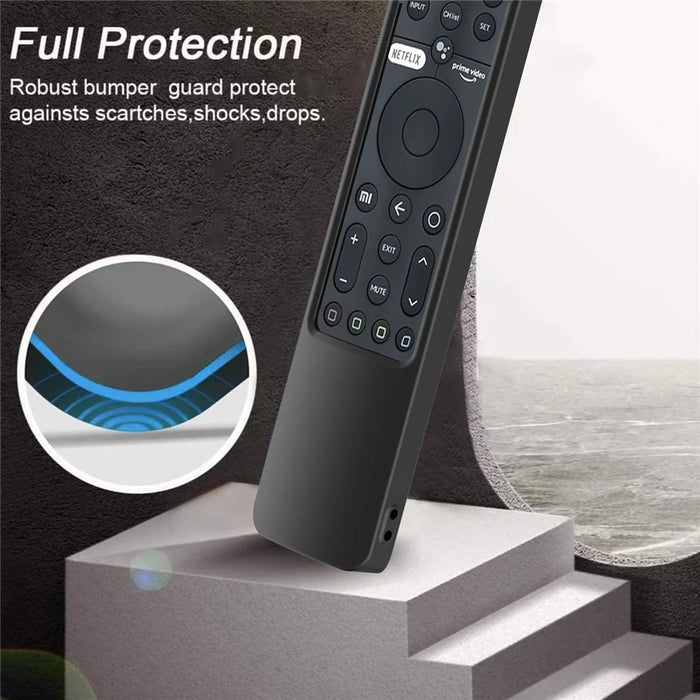 For Xiaomi Mi TV P1 Remote Controller Twill Design Anti-Drop Silicone Protective Cover - Black - 5