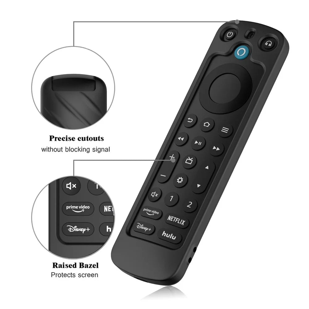 For Amazon Alexa Voice Remote Pro Liquid Silicone Case Remote Controller Protective Cover - Black - 4