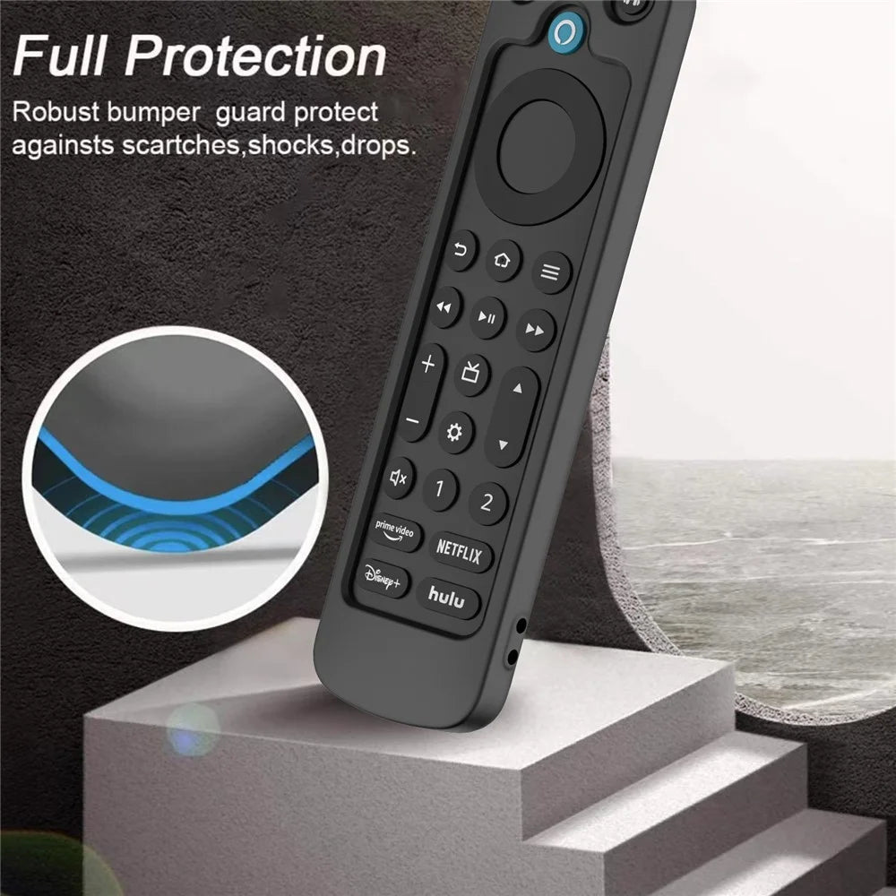 For Amazon Alexa Voice Remote Pro Liquid Silicone Case Remote Controller Protective Cover - Black - 5