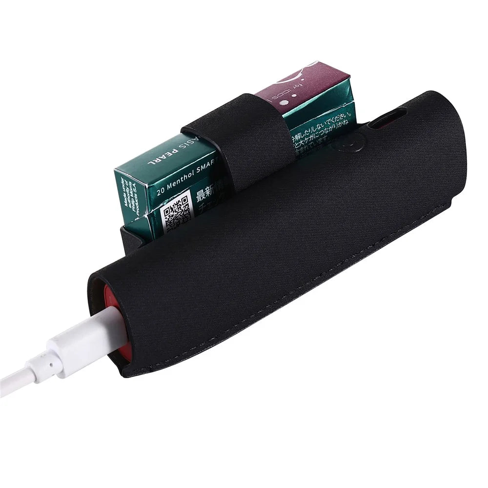 E-Cigarette Case for IQOS Iluma i One , PU Leather Storage Bag Replaceable Cover Accessories - Black - 2