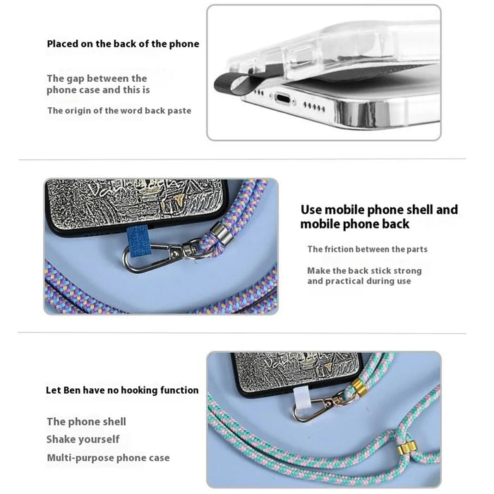 Phone Tether Tab TPU Cell Phone Patch for Phone Strap - Blue - 2