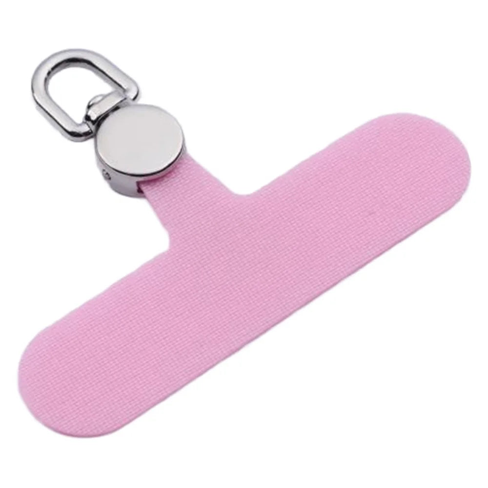 Phone Tether Tab Rotating Silver Ring Cloth Phone Lanyard Patch Part - Pink / 6mm Thick - 1