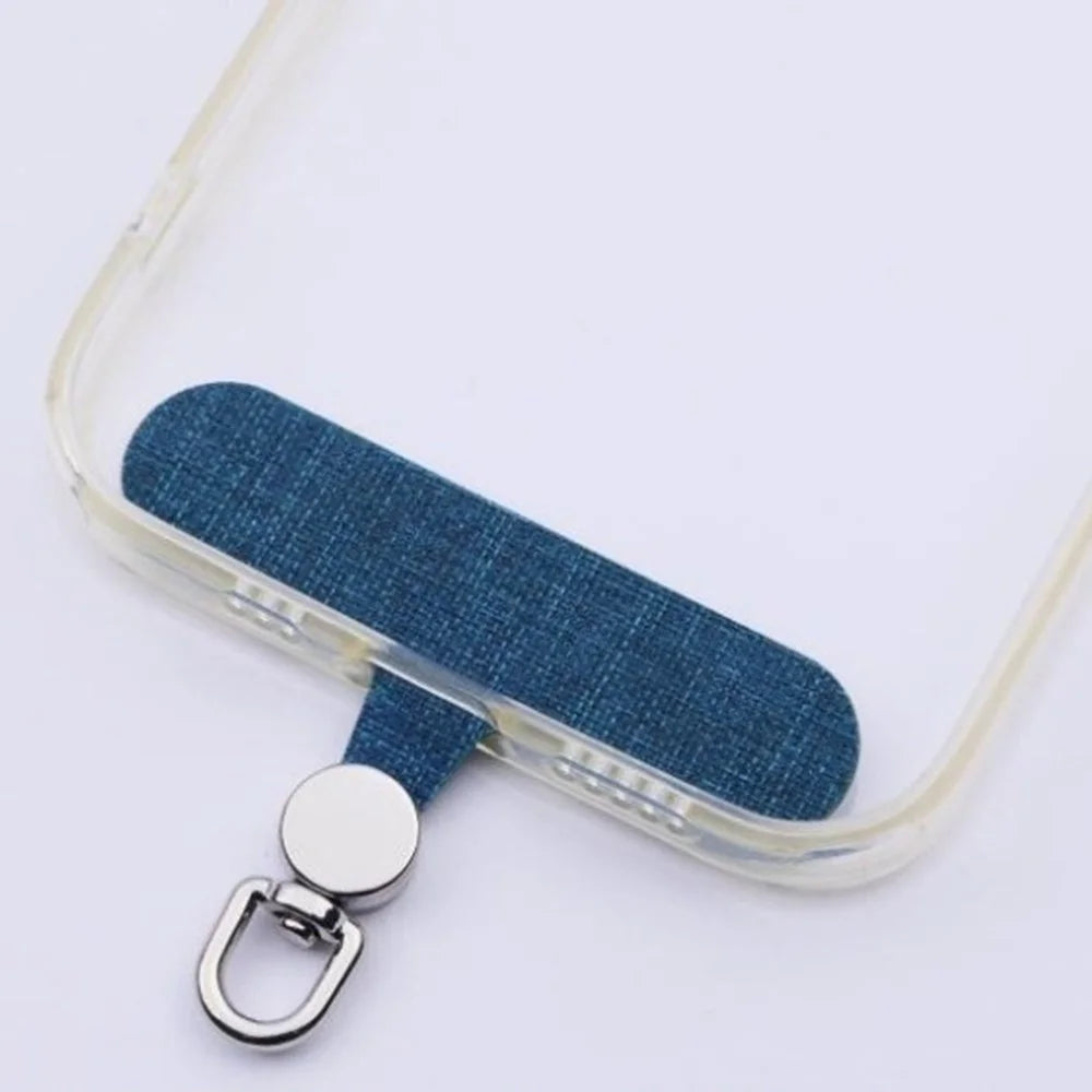 Phone Tether Tab Rotating Silver Ring Cloth Phone Lanyard Patch Part - Pink / 6mm Thick - 2