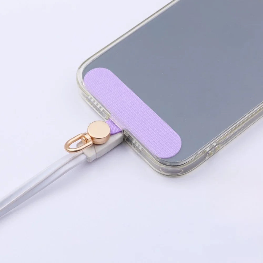 Phone Tether Tab Rotatable Gold Ring Cloth Universal Phone Lanyard Patch - Grass Green / 7.5mm Thick - 2
