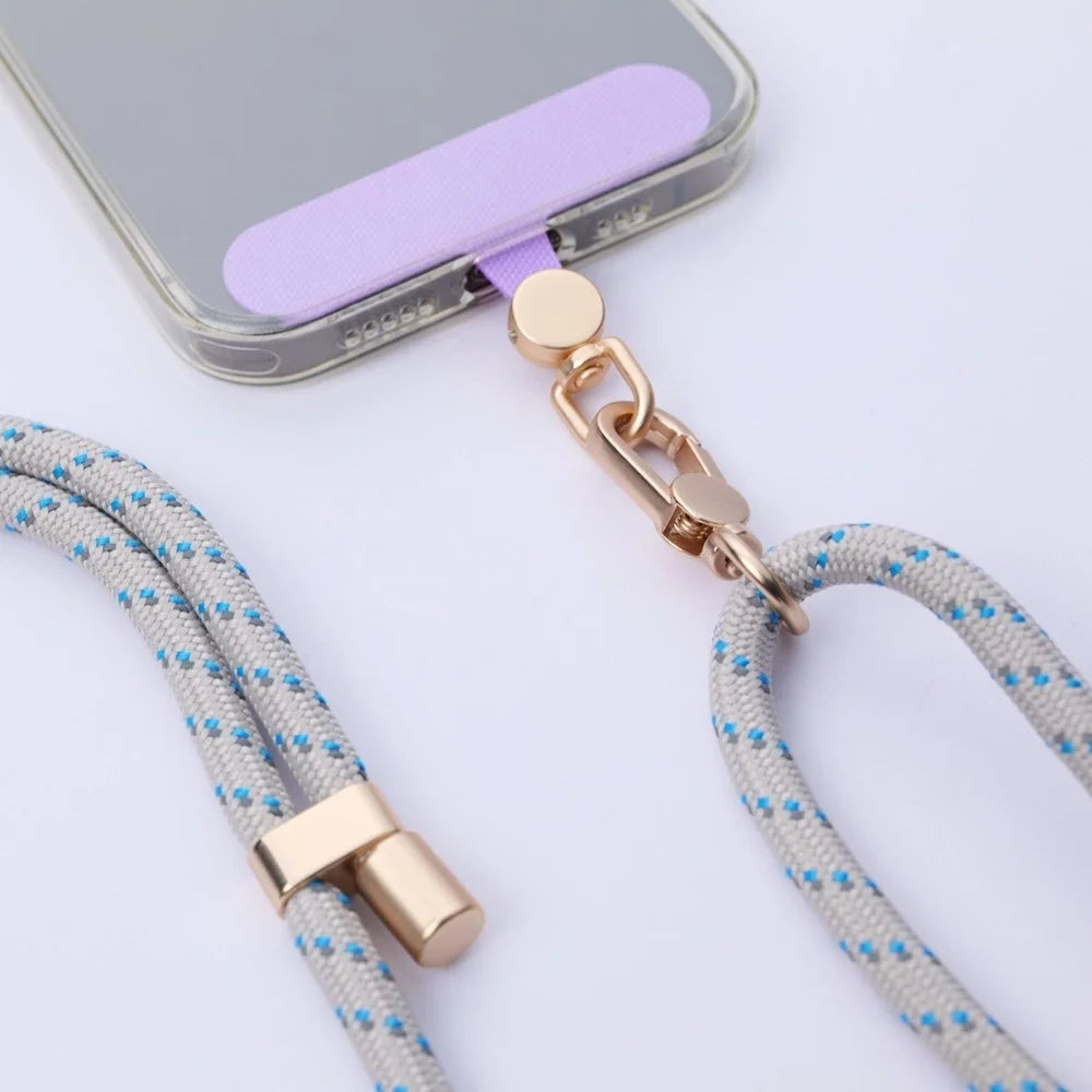 Phone Tether Tab Rotatable Gold Ring Cloth Universal Phone Lanyard Patch - Grass Green / 7.5mm Thick - 3