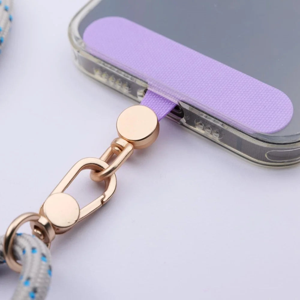 Phone Tether Tab Rotatable Gold Ring Cloth Universal Phone Lanyard Patch - Grass Green / 7.5mm Thick - 4