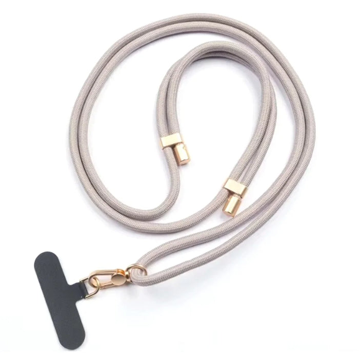Neck Phone Lanyard 6mm Thick Polyester Rotating Buckle Strap with Tether Tab, Total Length: 150cm - Grey - 1