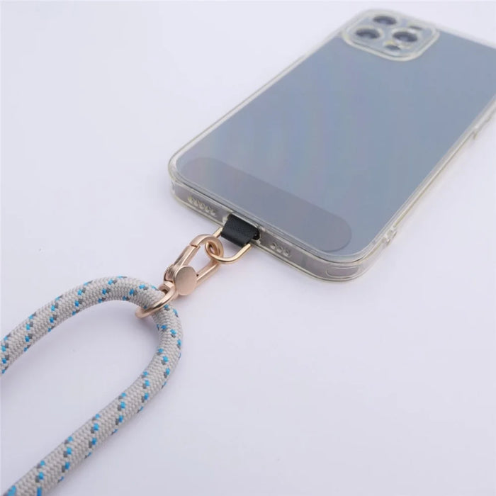 Neck Phone Lanyard 6mm Thick Polyester Rotating Buckle Strap with Tether Tab, Total Length: 150cm - Grey - 2