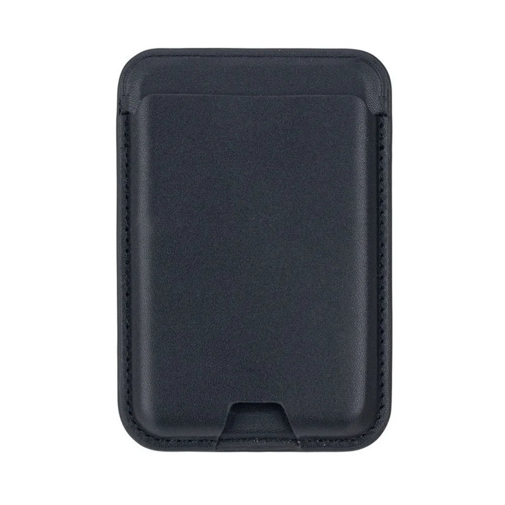 Magnetic Card Holder PU Leather Card Pouch Sleeve - Black - 1