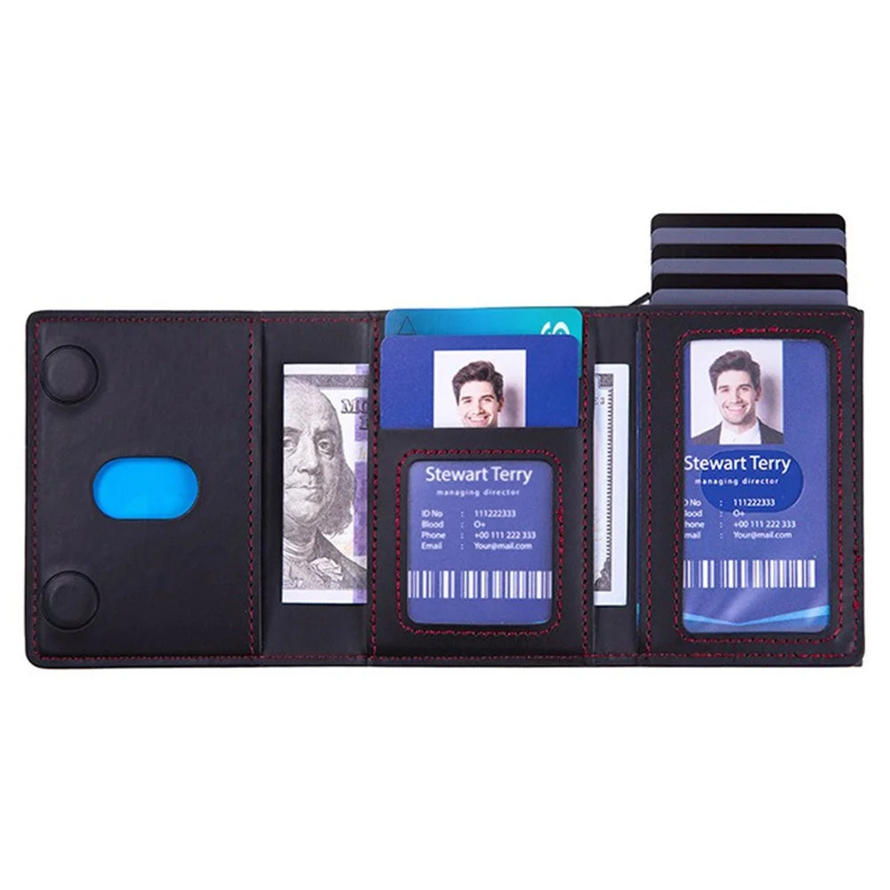 Magnetic Card Holder RFID Blocking PU Leather Wallet Phone Sleeve - Black - 6