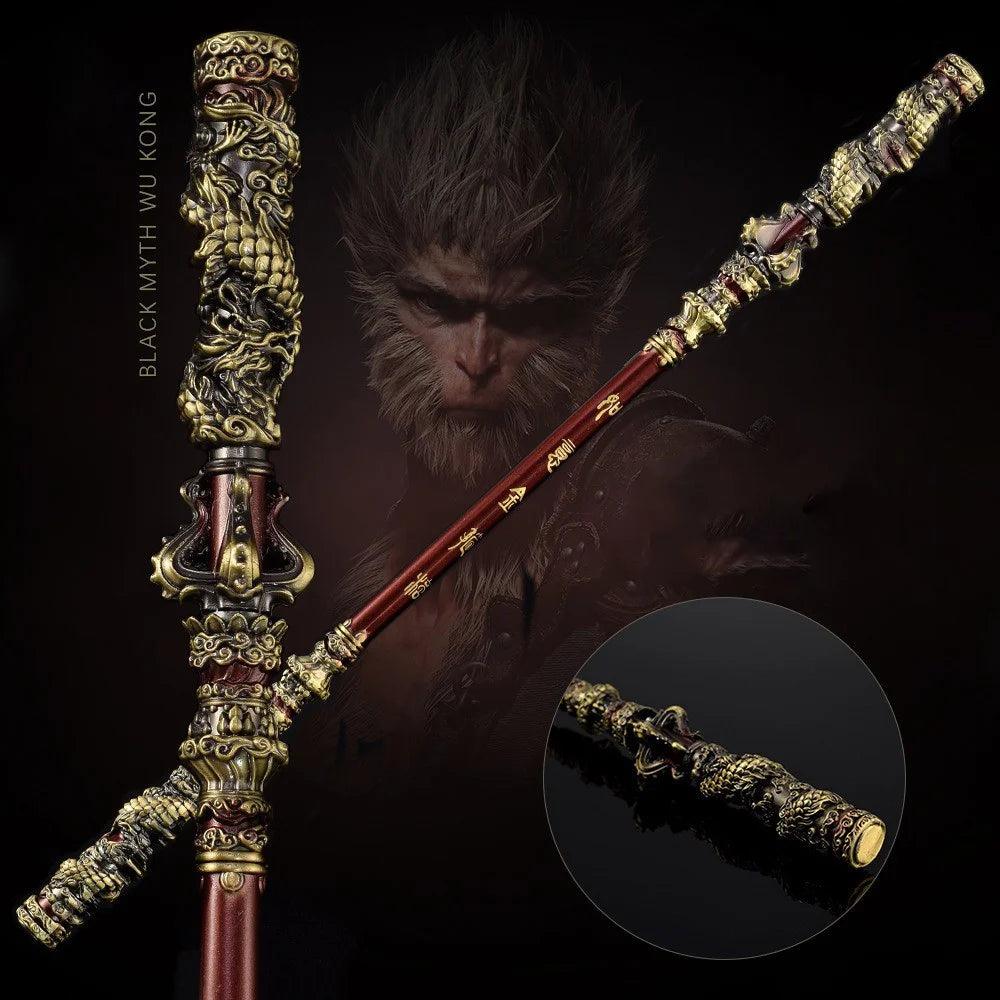 35cm Wukong Game Weapon Golden Cudgels Zinc Alloy Props Game Collection Desk Room Decoration - Bronze - 3