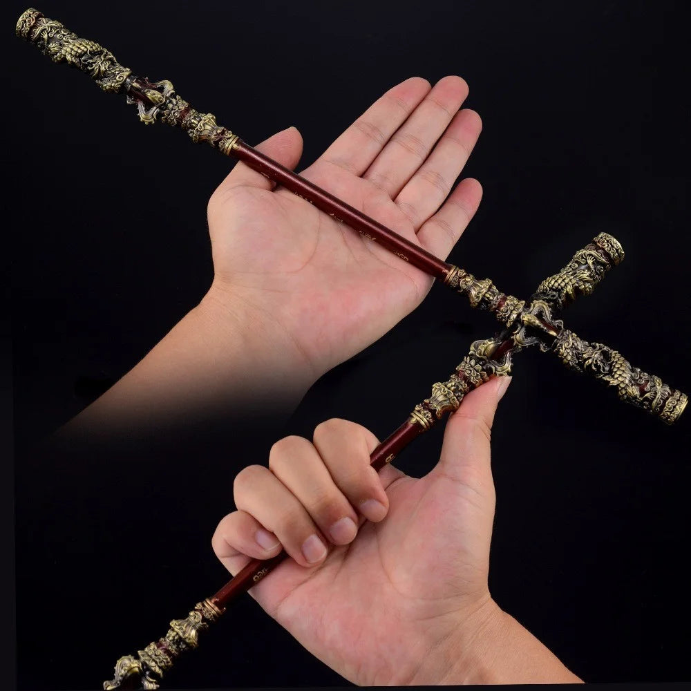 35cm Wukong Game Weapon Golden Cudgels Zinc Alloy Props Game Collection Desk Room Decoration - Bronze - 4