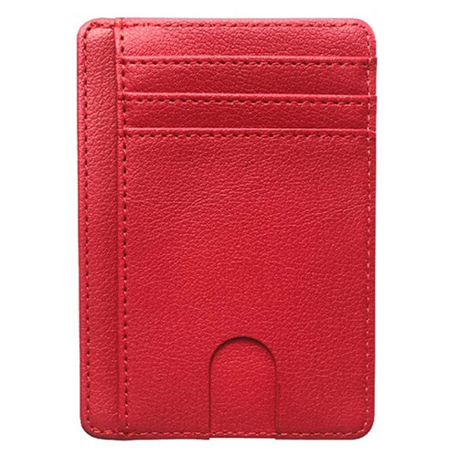 Card Holder RFID Blocking Leather Ultra Slim Wallet Credit Card Case Card Protector - Red - 1