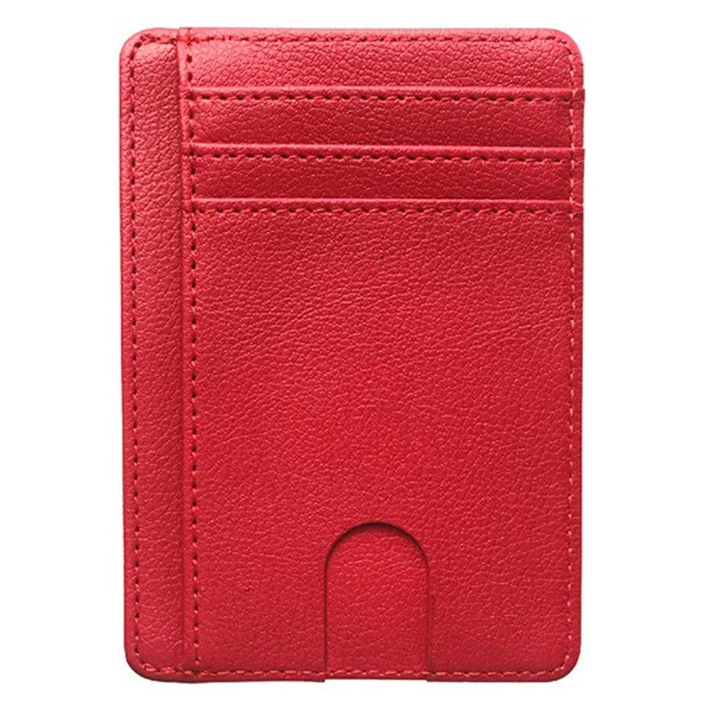 Card Holder RFID Blocking Leather Ultra Slim Wallet Credit Card Case Card Protector - Red - 1