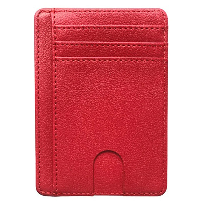Card Holder RFID Blocking Leather Ultra Slim Wallet Credit Card Case Card Protector - Red - 1