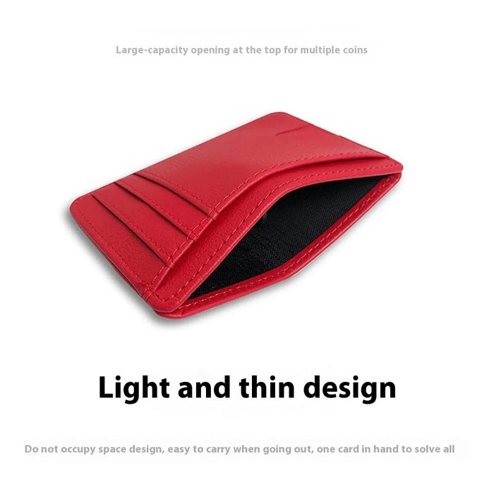 Card Holder RFID Blocking Leather Ultra Slim Wallet Credit Card Case Card Protector - Red - 3