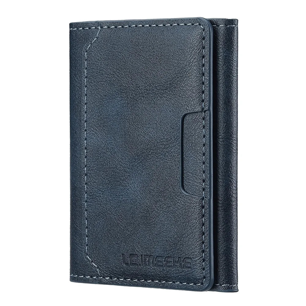 LC.IMEEKE Magnetic Card Holder Kickstand RFID Blocking PU Leather Phone Back Card Case - Blue - 7