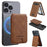 LC.IMEEKE Phone Magnetic Card Holder RFID Blocking Card Slots Leather Kickstand - Brown - 1
