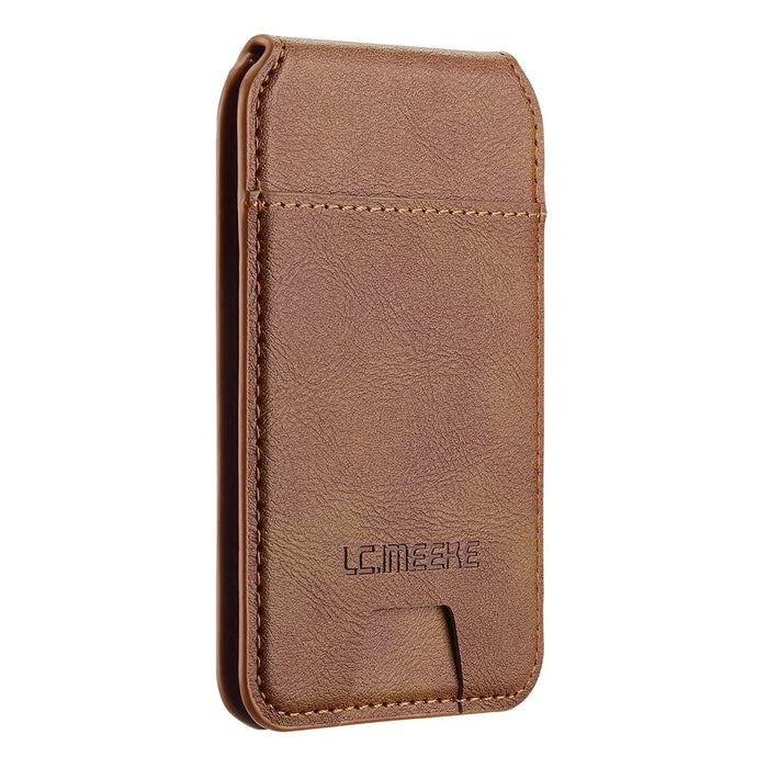 LC.IMEEKE Phone Magnetic Card Holder RFID Blocking Card Slots Leather Kickstand - Brown - 4