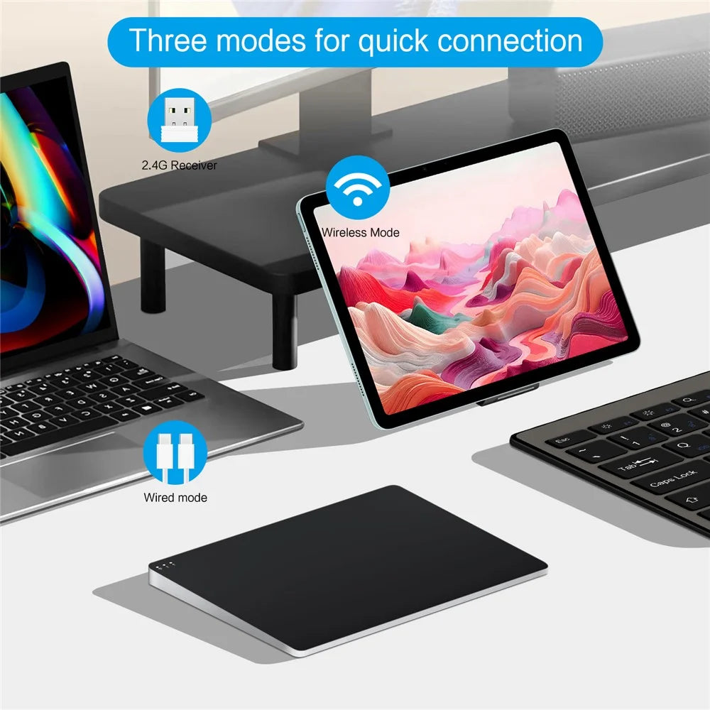 Multi-Touch Touchpad High Precision Type-C Wired WiFi 2.4G Wireless Trackpad for Tablet PC Laptop - Black - 7