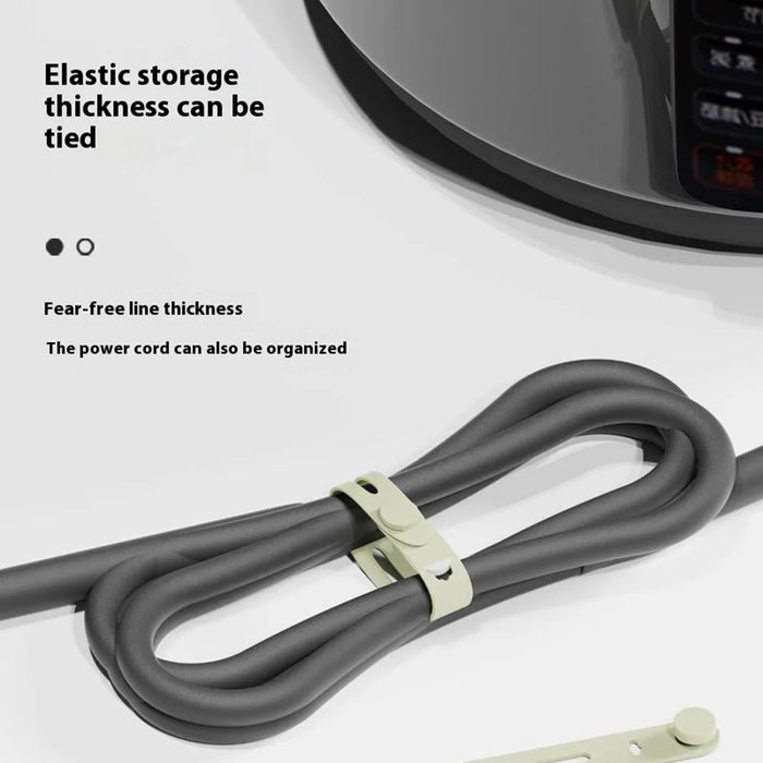 CS04S Multipurpose Elastic Silicone Cable Organizer Tie 130mm Cord Management Reusable Fastening Strap - Black - 3