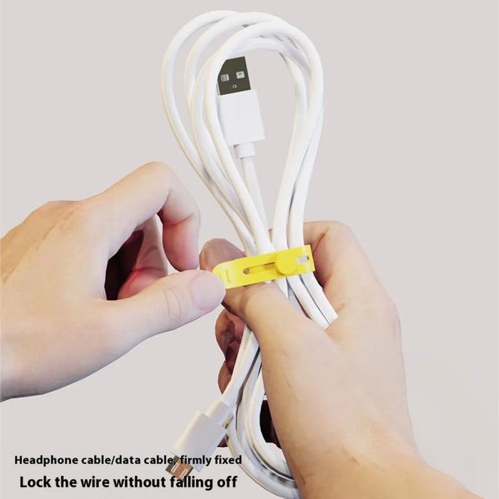 CS04S Multipurpose Elastic Silicone Cable Organizer Tie 130mm Cord Management Reusable Fastening Strap - Black - 4