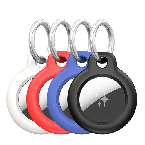 DUX DUCIS For AirTag  4Pcs/Set PC Protective Case for AirTag Skin Sleeve Cover with Keychain - Black+Blue+Red+White - 1