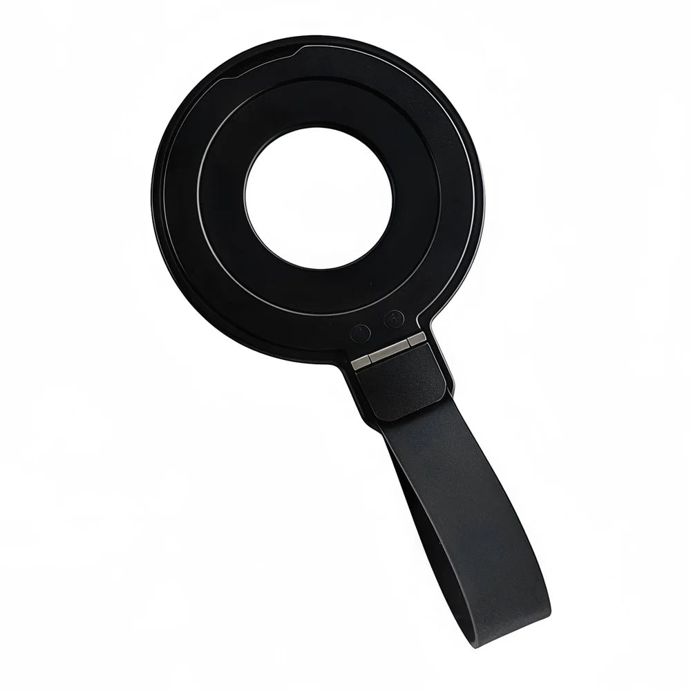 Magnetic Kickstand Metal Phone Grip Ring Holder with Finger Strap  - Black - 1