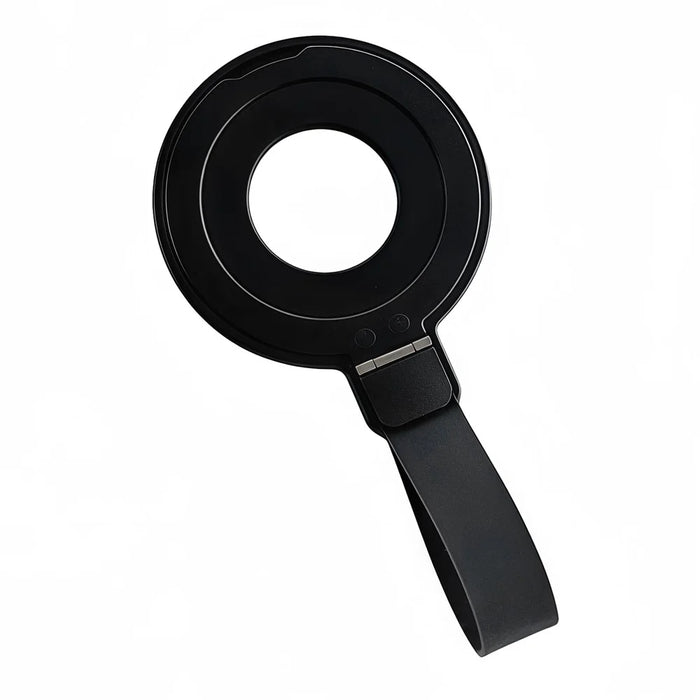 Magnetic Kickstand Metal Phone Grip Ring Holder with Finger Strap  - Black - 1