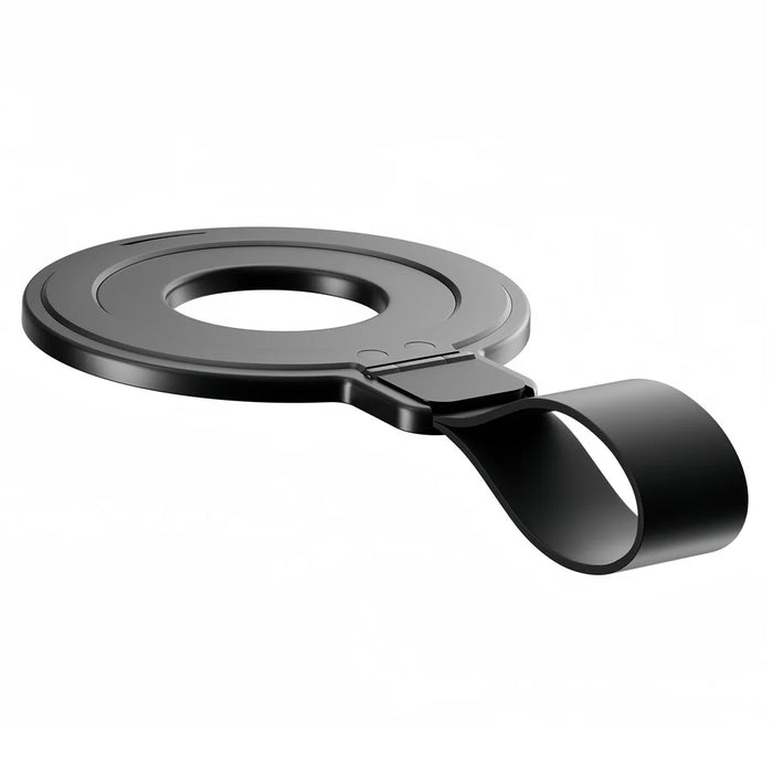 Magnetic Kickstand Metal Phone Grip Ring Holder with Finger Strap  - Black - 4