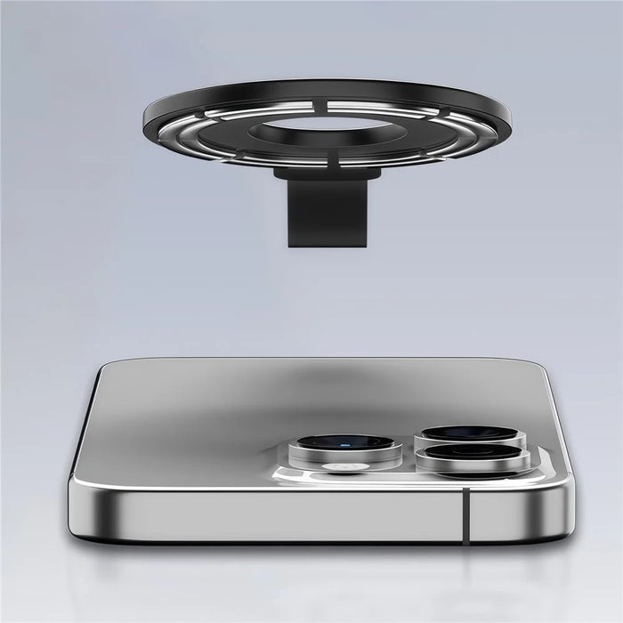 Magnetic Kickstand Metal Phone Grip Ring Holder with Finger Strap  - Black - 7