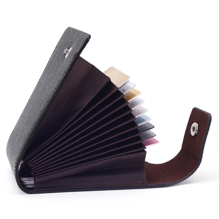 TP-8280 Multi-Function Card Holder Accordion Style Wallet 9 Card Slots 2 Utility Pockets Vertical Design - Brown - 3