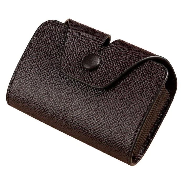 Multi-Function Card Holder Accordion Style Wallet 9 Card Slots 2 Utility Pockets Horizontal Design - Brown - 1