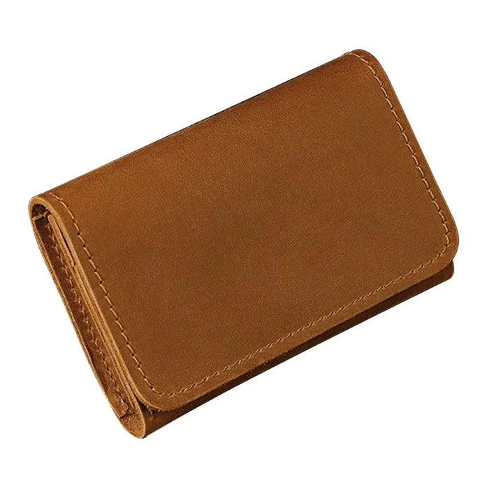 TP-8227 Mini Leather Coin Purse Wallet with Snap Button Credit Card Business Card Organizer - Brown - 1