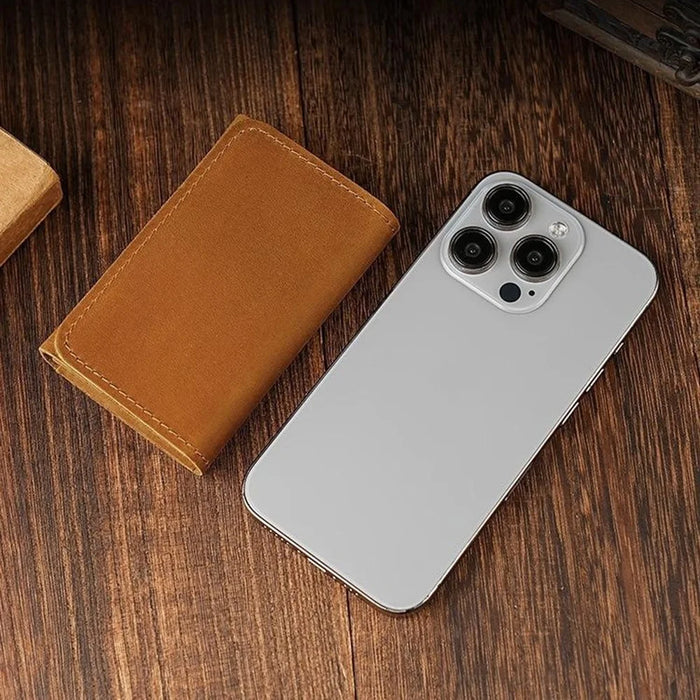 TP-8227 Mini Leather Coin Purse Wallet with Snap Button Credit Card Business Card Organizer - Brown - 5
