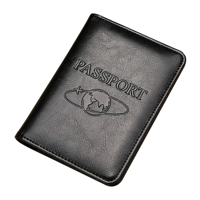 TP-8296 RFID Passport Holder Multifunctional Genuine Leather Travel Wallet with Card Slots  /  Ticket Pocket - Black - 1