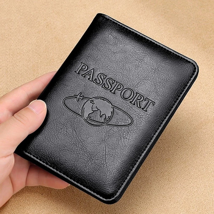 TP-8296 RFID Passport Holder Multifunctional Genuine Leather Travel Wallet with Card Slots  /  Ticket Pocket - Black - 2