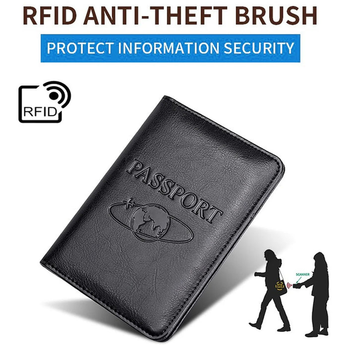 TP-8296 RFID Passport Holder Multifunctional Genuine Leather Travel Wallet with Card Slots  /  Ticket Pocket - Black - 3
