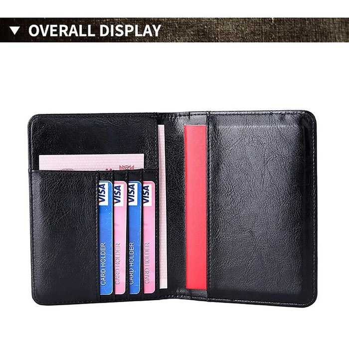 TP-8296 RFID Passport Holder Multifunctional Genuine Leather Travel Wallet with Card Slots  /  Ticket Pocket - Black - 5