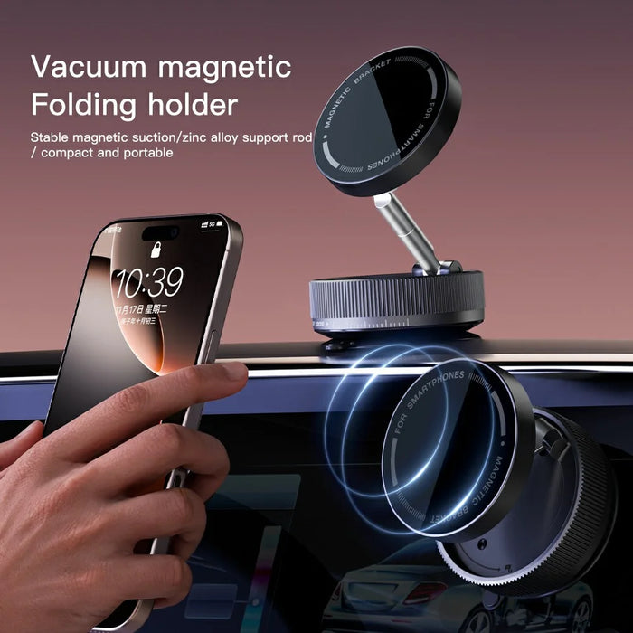 K10A Car Phone Mount Holder Foldable Rotatable Adjustable Height Double-Sided Magnetic Suction Cup - Black - 3