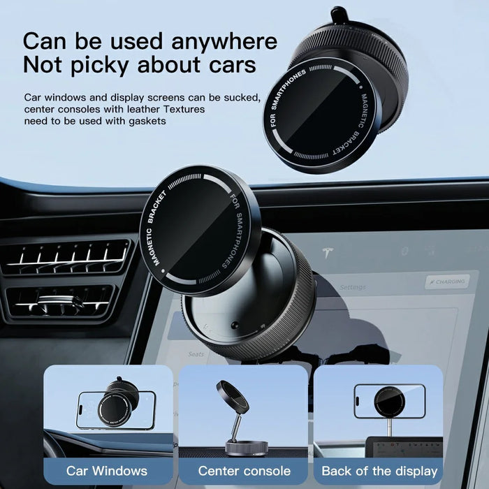 K10A Car Phone Mount Holder Foldable Rotatable Adjustable Height Double-Sided Magnetic Suction Cup - Black - 5