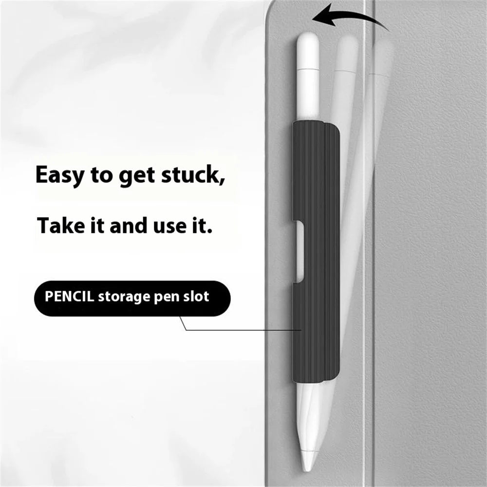 LOVE MEI Universal Pen Holder Sleeve Liquid Silicone Pencil Slot for Stylus / Touchscreen Pens - Black - 3