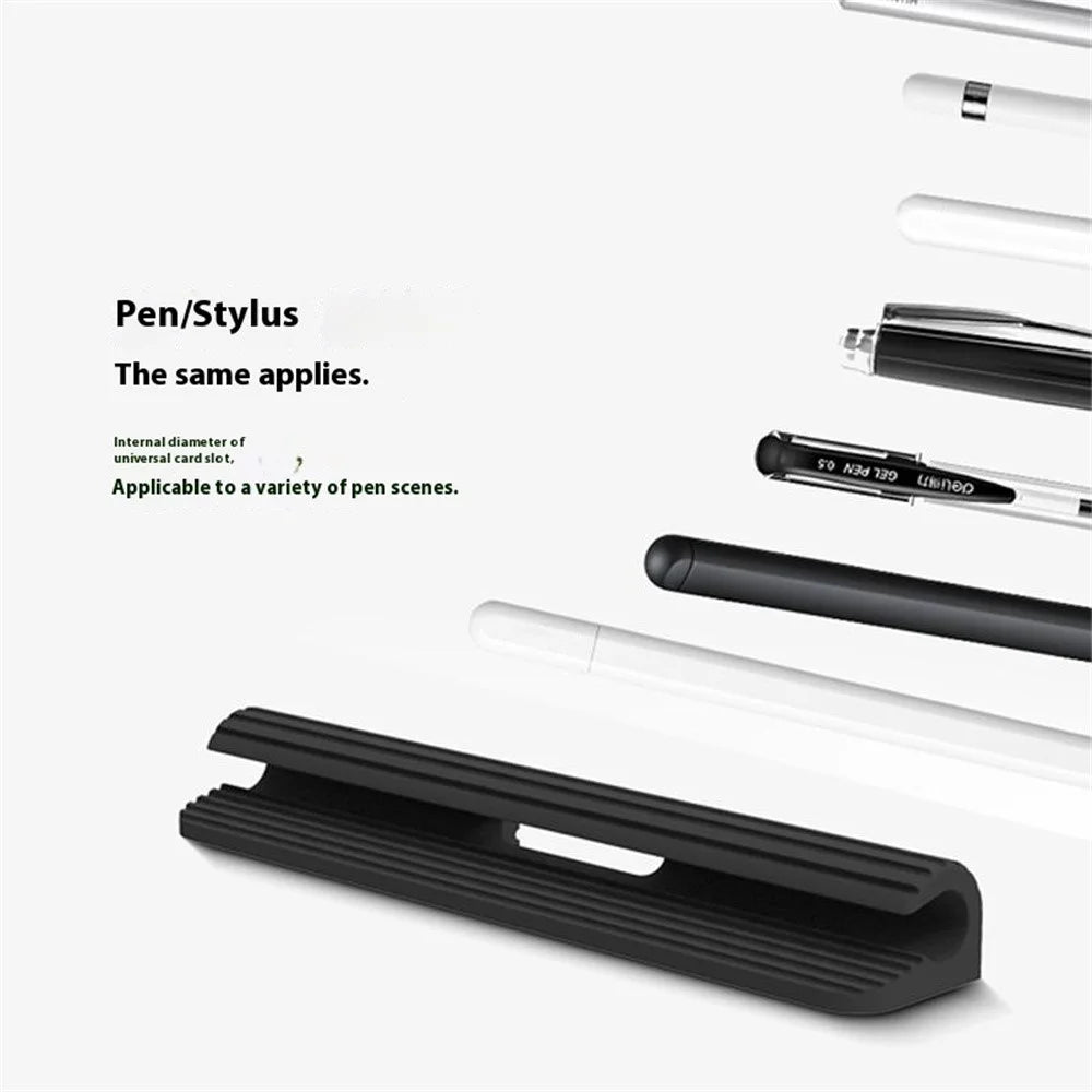 LOVE MEI Universal Pen Holder Sleeve Liquid Silicone Pencil Slot for Stylus / Touchscreen Pens - Black - 4