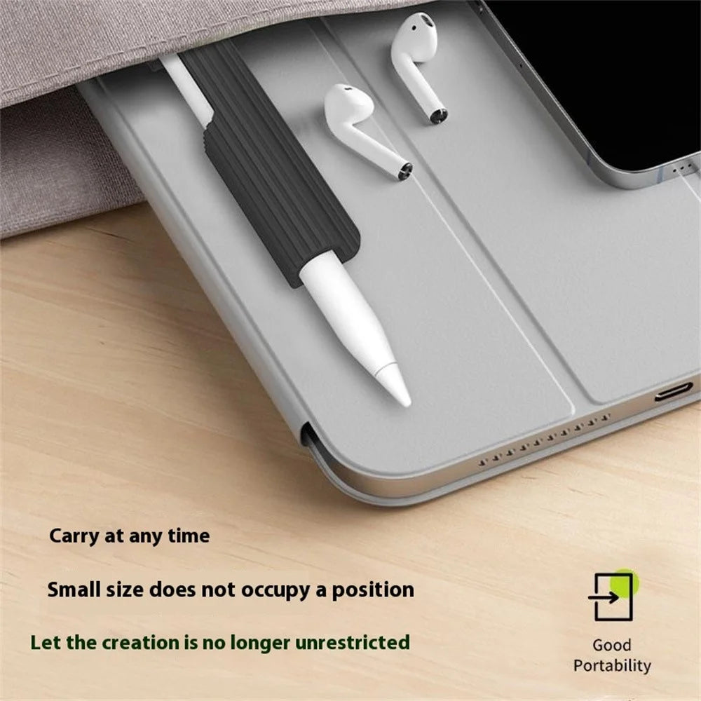 LOVE MEI Universal Pen Holder Sleeve Liquid Silicone Pencil Slot for Stylus / Touchscreen Pens - Black - 6